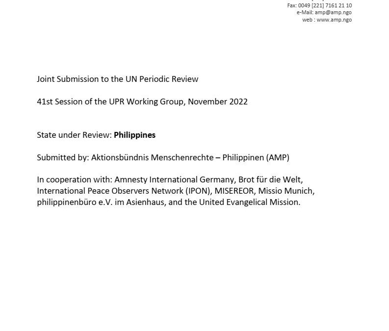 AMP-Schattenbericht für das UPR-Verfahren von 2022 (Engl.)